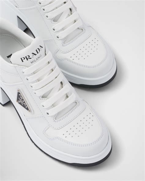 white leather prada sneakers|prada downtown sneakers.